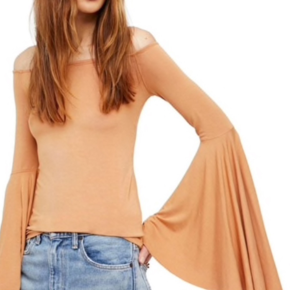 FREE PEOPLE x Bell sleeve off the shoulder top XS
